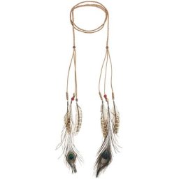 Lanière tressée avec plumes, 2 mètres