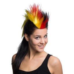 Crête de punk, noir/rouge/or
