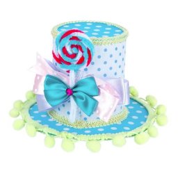 Mini haut-de-forme ""Candy"", turquoise/blanc