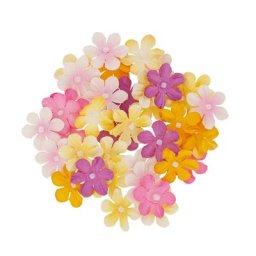 Florella Set de boutons de fleurs en papier, jaune et rose, 2 cm Ø, 40 pièces