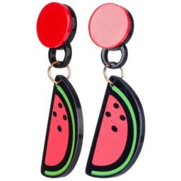 Boucles d'oreilles ""pastèque"", rouge/noir/vert
