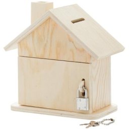 Tirelire ""maison"" en bois brut, 15 x 8 x 14,5 cm