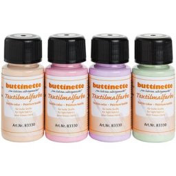 buttinette Set de peinture pour textiles clairs ""tons pastel"", 4x 50 ml
