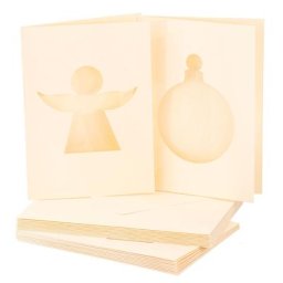 buttinette Cartes avec découpe ""ange & boule de Noël"", crème, A6/C6, 10 pièces