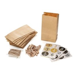 Set de sachets en papier pour calendrier de l'Avent, écru/doré/noir, 24 pièces