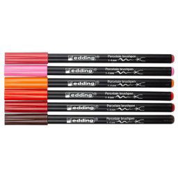 edding Set de feutres pinceaux pour porcelaine, tons rouges, 6 feutres