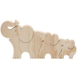 Famille de 3 éléphants en bois, 30 x 16 cm