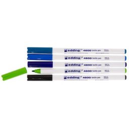 edding Marqueurs pour textiles clairs, tons bleus, 5 marqueurs
