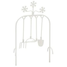 Arc avec outils de jardinage, en métal, crème, 9,5 x 16 cm