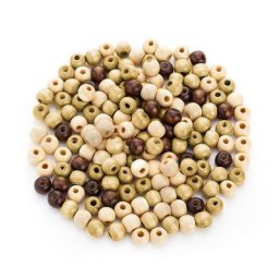 Perles en bois, tons marron, en différentes dimensions