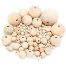 Boules en bois brut, 10 - 50 mm Ø, 100 pièces