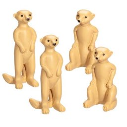 Suricates en plastique, 4 pièces, 3 x 1 cm