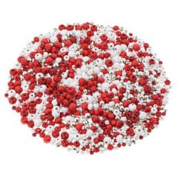 Set de perles, rouge-blanc-argenté
