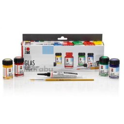 Marabu Peinture spéciale pour verre, 4x 15 ml + 20 ml de peinture pour contours