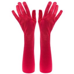Gants en satin longs, rouge