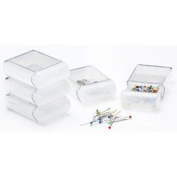 buttinette Boîtes de rangement, dim. : 4,5 x 7,5 x 2,5 cm, contenu : 5 pièces