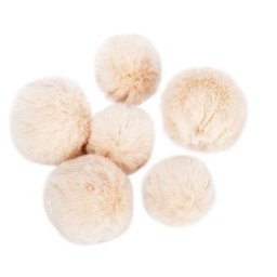 Set de pompons, crème, 3–4 cm Ø, 6 pièces