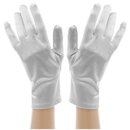 Gants en satin courts, argenté