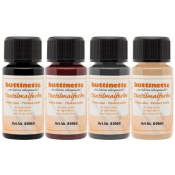 buttinette Set de peintures pour textiles ""nature"", marron/sable/gris/noir, 4x 50 ml