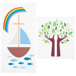 Motifs en cire ""bateau et arbre"", multicolore, 2 pièces