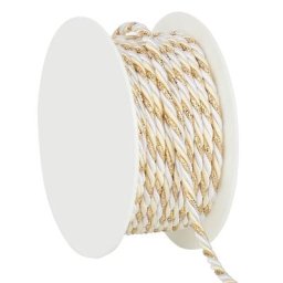 Cordelette, crème/blanc/doré, 4 mm, 10 m