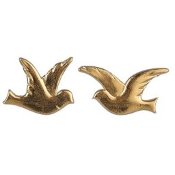 Motif en cire ""couple de pigeons"", or