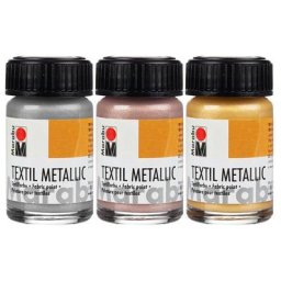 Marabu Set de peintures pour textiles clairs ""métallique"", 3x 15 ml