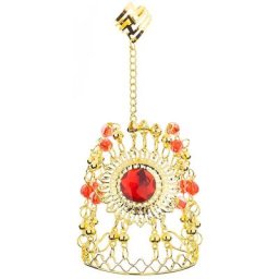 Bracelet-bague indien, doré/rouge