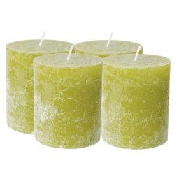 Bougies rustiques, vert, 4 pièces