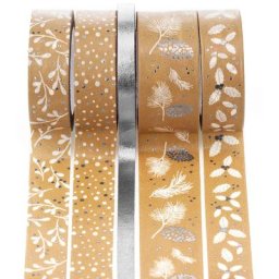 Rubans adhésifs Masking Tape ""Noël"", argenté-blanc, 6–18 mm, 25 m
