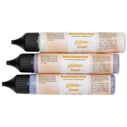 buttinette Stylos à effet scintillant, diamant/rose vif/violet, 3x 28 ml