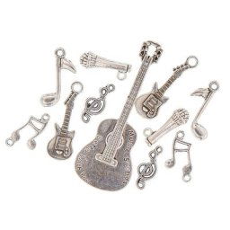 Pendentifs ""musique"", argenté, 2–8 cm, 11 pièces