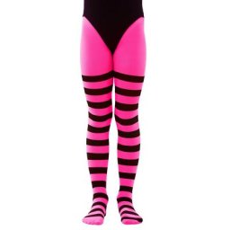 Collants rayés pour enfants, rose/noir