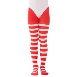Collants rayés opaques pour enfants, rouge/blanc
