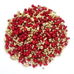 Set de perles rouge et doré, 4–12 mm, 80 g