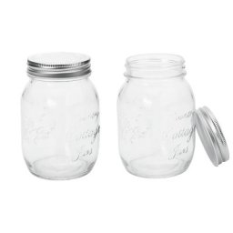 Bocaux avec couvercle en métal, 13 cm, 6 cm Ø, 2 pièces