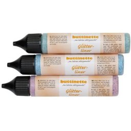 buttinette Stylos à effet scintillant, rouge/vert/bleu, 3x 28 ml