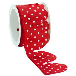 Ruban à froncer ""fleur à pois"", rouge-blanc, 5 cm, 2,5 m