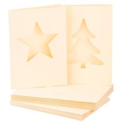buttinette Cartes avec découpe ""étoile & sapin"", crème, A6/C6, 10 pièces