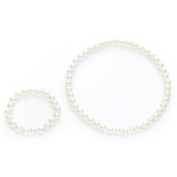 Parure de bijoux ""perles"", crème