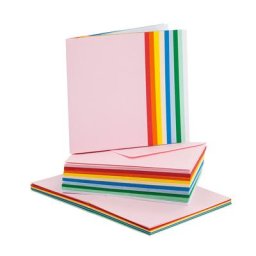 Cartes doubles et enveloppes, multicolore, A6/C6, 50 pièces