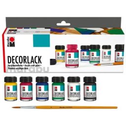 Peintures acryliques brillantes Marabu, couleurs standards, 6x 15 ml