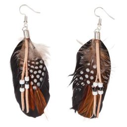 Boucles d'oreilles ""plumes"", marron/noir