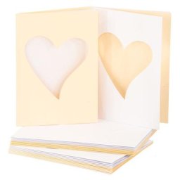 buttinette Cartes avec découpe ""cœur"", crème et blanc, A6/C6, 10 pièces