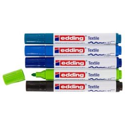 edding Marqueurs pour textiles clairs, tons bleus, 5 marqueurs