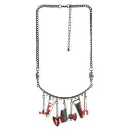 Collier ""outils sanglants"", argent/rouge