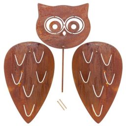 Set ""chouette aspect rouille"" en métal, marron, set de 3 pièces