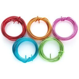 Set de fils en aluminium, multicolore, 2 mm Ø, 5 rouleaux