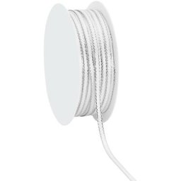 Ruban satin, blanc/argenté, 3 mm, 20 m