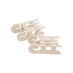 Mini luges en bois naturel, 2 pcs.